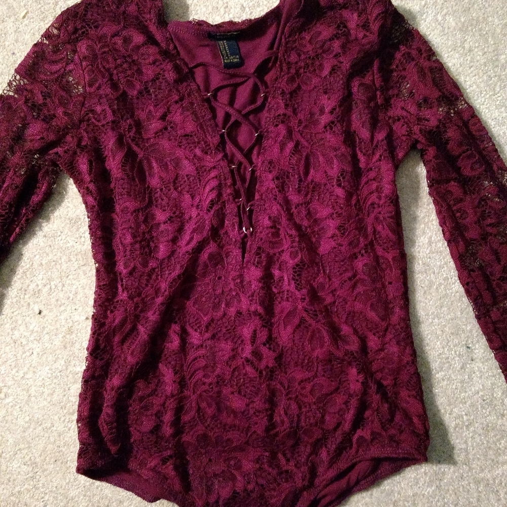 Maroon Lace Bodysuit